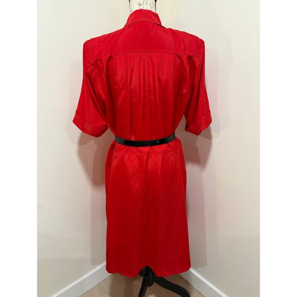 Vintage 80s/90s Darian Red & Black Dress w/ Pockets Size 8 - Picture 3 of 11